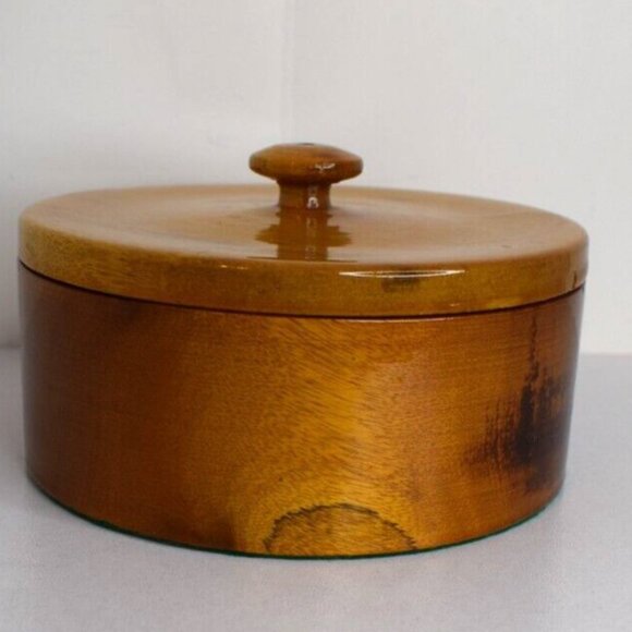 Vintage Oregon Hand Turned Myrtlewood Dish w/ Lid Beautiful Trinket Nuts Candy - Picture 3 of 4